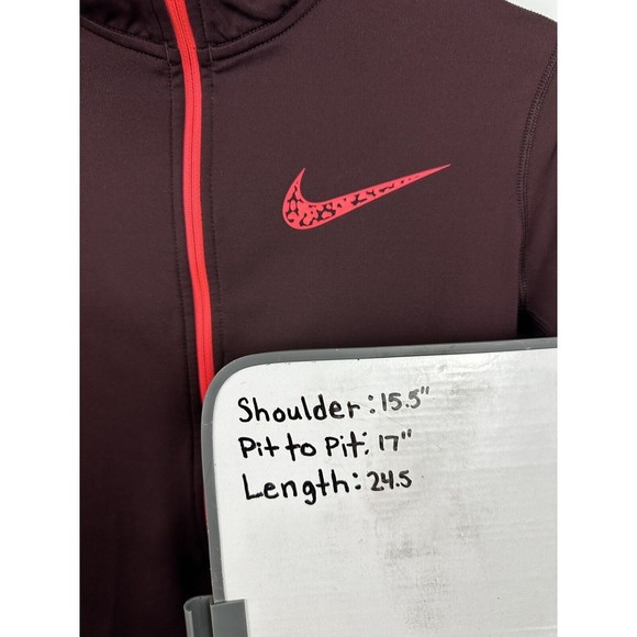 Nike Women’s Active Pullover Size Medium Maroon 1/2 Zip Thumb Holes Lightweight - Picture 8 of 8